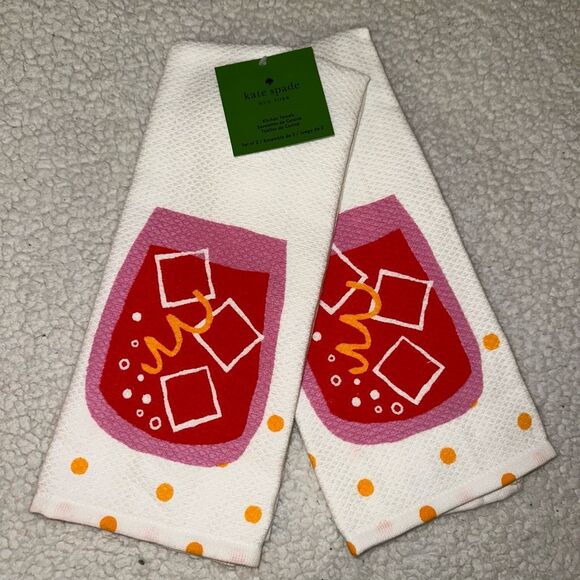 Kate Spade Summer Beverage Fruit Punch Dish Towels Set of 2 NWT - Picture 1 of 7